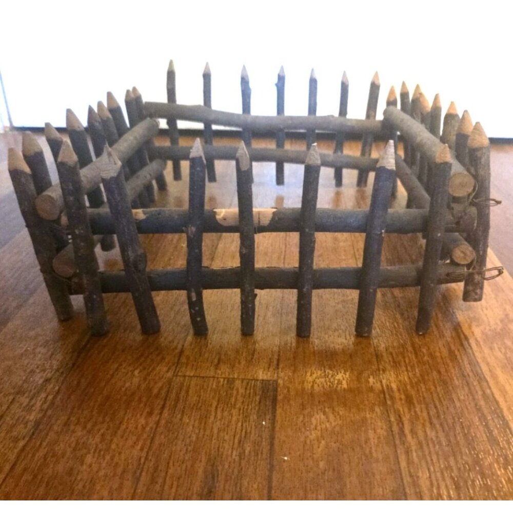 Brown Rustic Wooden Fence for Small Christmas Tree or Village Logs